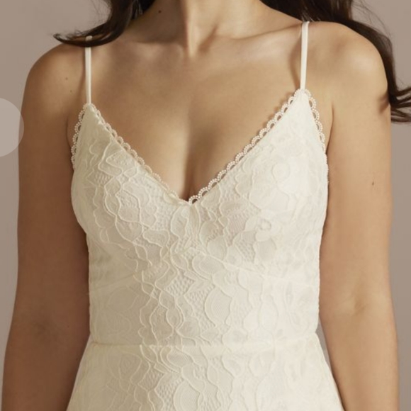 NWT David's Bridal DB Studio Hi-Low Allover Lace Wedding Dress, Plus Size 18W - Picture 2 of 14